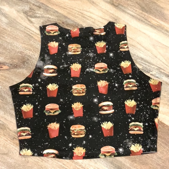 Burger and fries cropped stretch tank size L - Picture 2 of 5